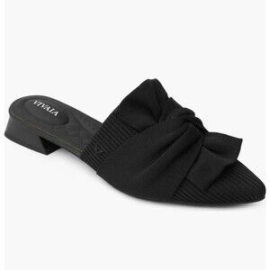 VIVAIA Pointed-Toe Knotted Mule Sandal Yaffa Pro Black Knit Antimicrobial Sz 39